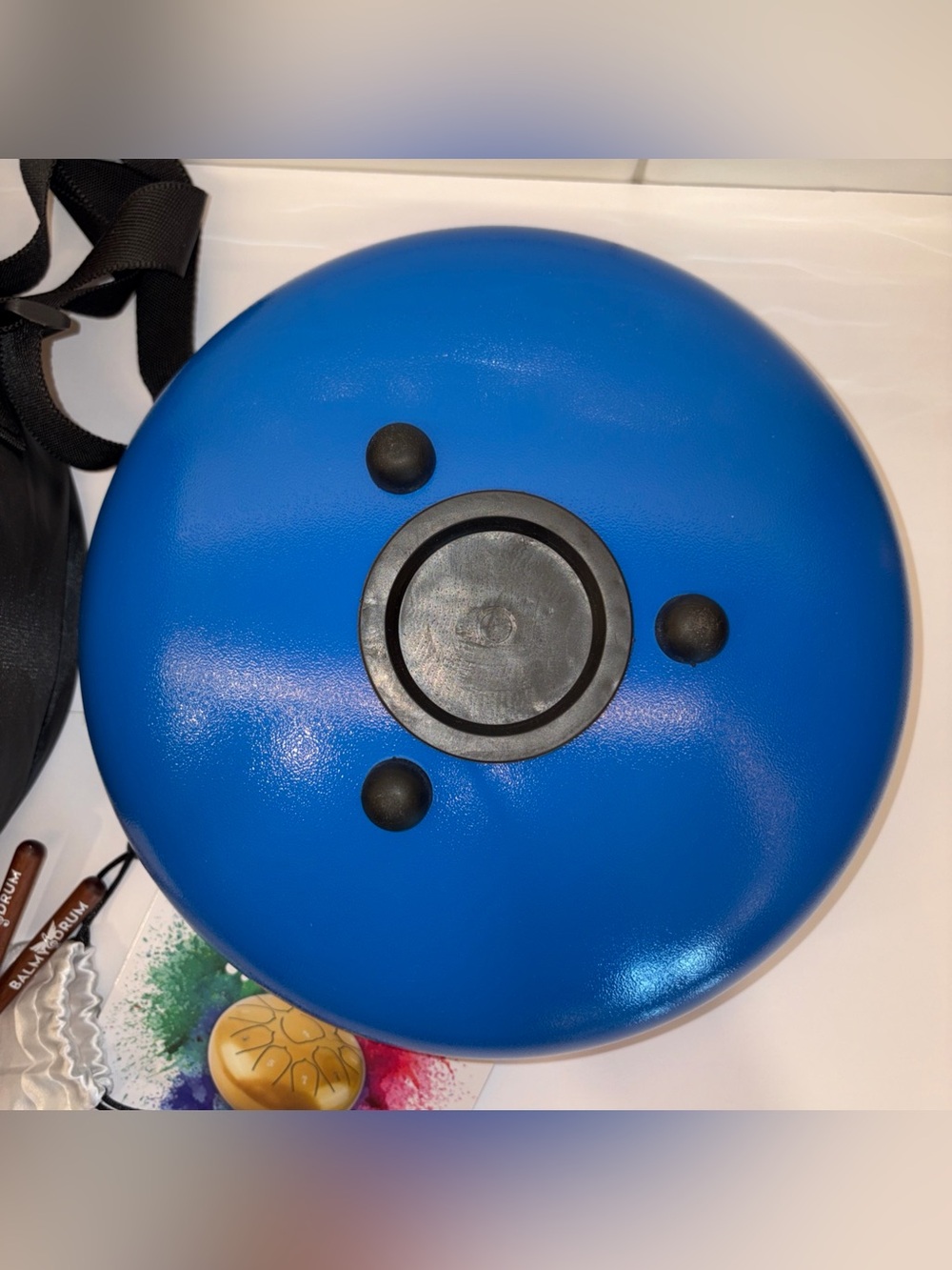 Balmy Drum 8" Blue Steel Tongue Drum with Bag and Mallets - Picture 6 of 8